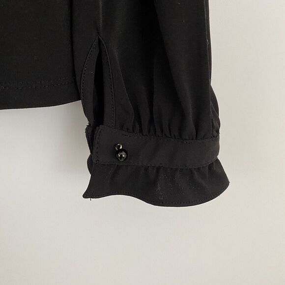 Karl Lagerfeld Paris Top Sz M Long Sleeve Black Ruffle Whimsy Goth Dark Romantic - Picture 5 of 9